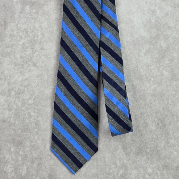 Croft & Barrow Gray Blue Stripe Repp Geometric Silk Viscose Neck Tie Men's - Picture 2 of 7